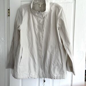 NET Eileen Fisher Organic Cotton Steel Stand Collar Jacket Bone Size M  $85.00
